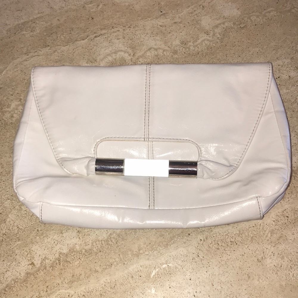 Lulu Townsend White Clutch, Lucite & Silver Handel